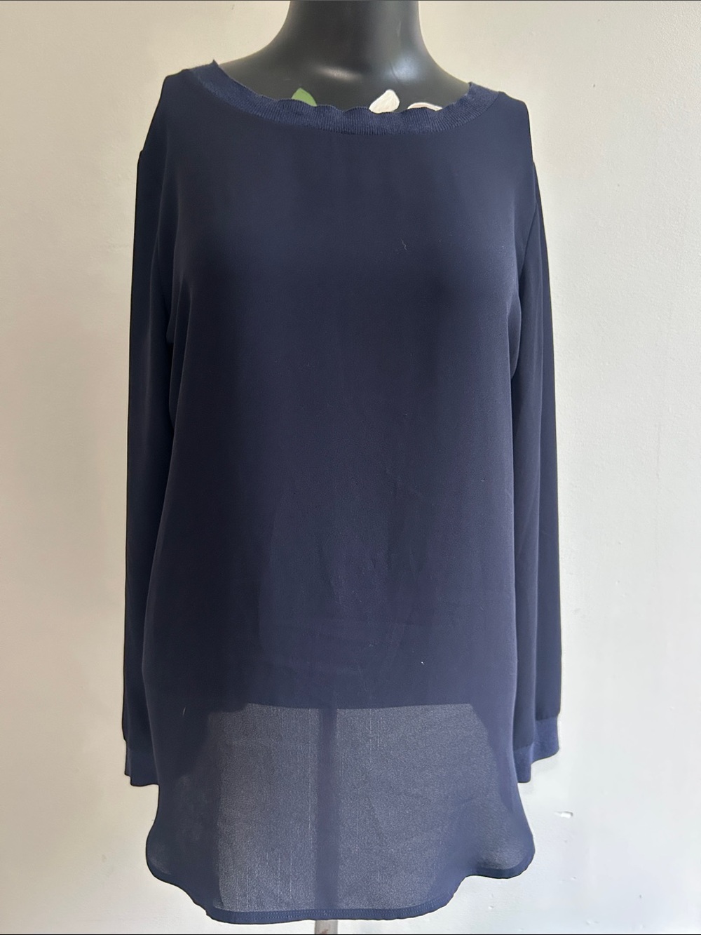 Banana Republic Navy Long-Sleeve Boatneck Top